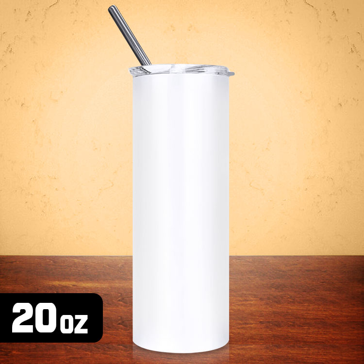 20. oz Skinny Tapered Sublimation Tumblers, White