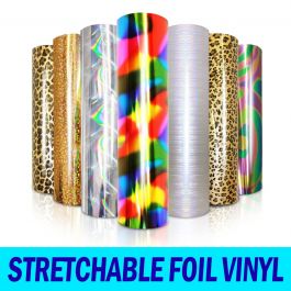 STRETCH Foil Heat Transfer Vinyl 20" x 1 Yard 12 COLORS 