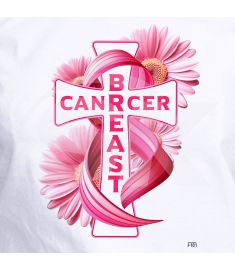 DTF-181 Cross Ribbon Sunflower Breast Cancer 9 x 12 Inches