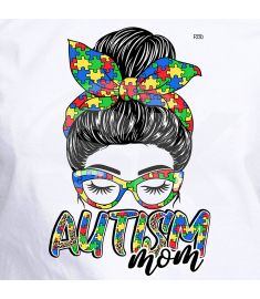 DTF-230 Autism mom messy bun 9 x 13 Inches