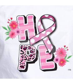DTF-114 Hope Cancer Flowers Leopard Pink 9 x 10 inches