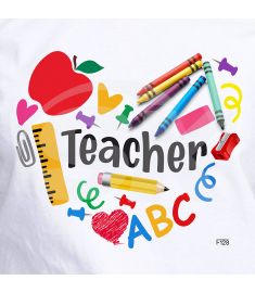 DTF-128 Teacher Heart ABC 10 x 9 Inches