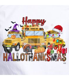 DTF-137 Hallothanksmas School Bus 10 x 7 Inches