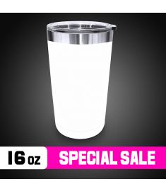 Tumbler Metal White Medium 16 Oz