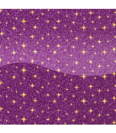 Eco Glitter Motif Star Gold Eggplant Gloss Vinyl