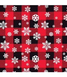 Plaid Red And Black Christmas Snow Sign Vinyl