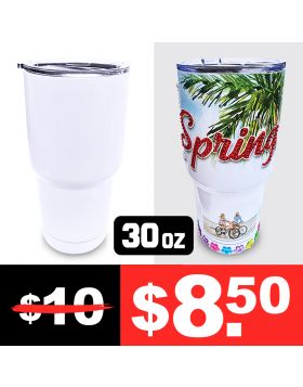 Metal Sublimation Tumbler White 30 Oz