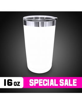 Tumbler Metal White Medium 16 Oz