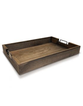 Pine Wooden Tray With Iron Handle