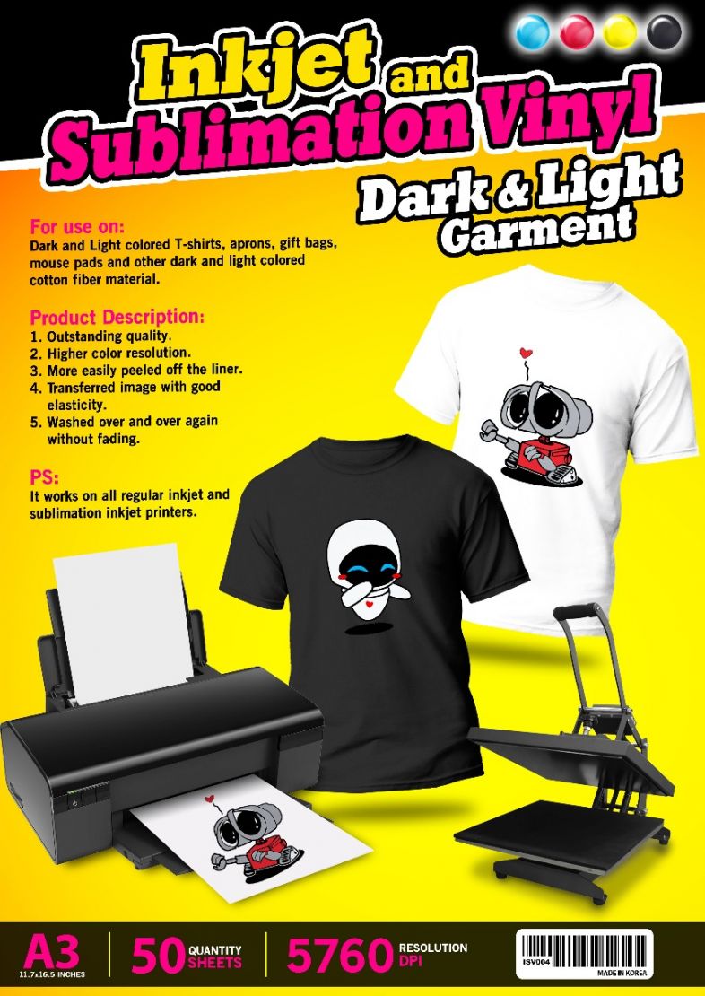 Inkjet And Sublimation Vinyl Dark And Light A3 (50 sheets)