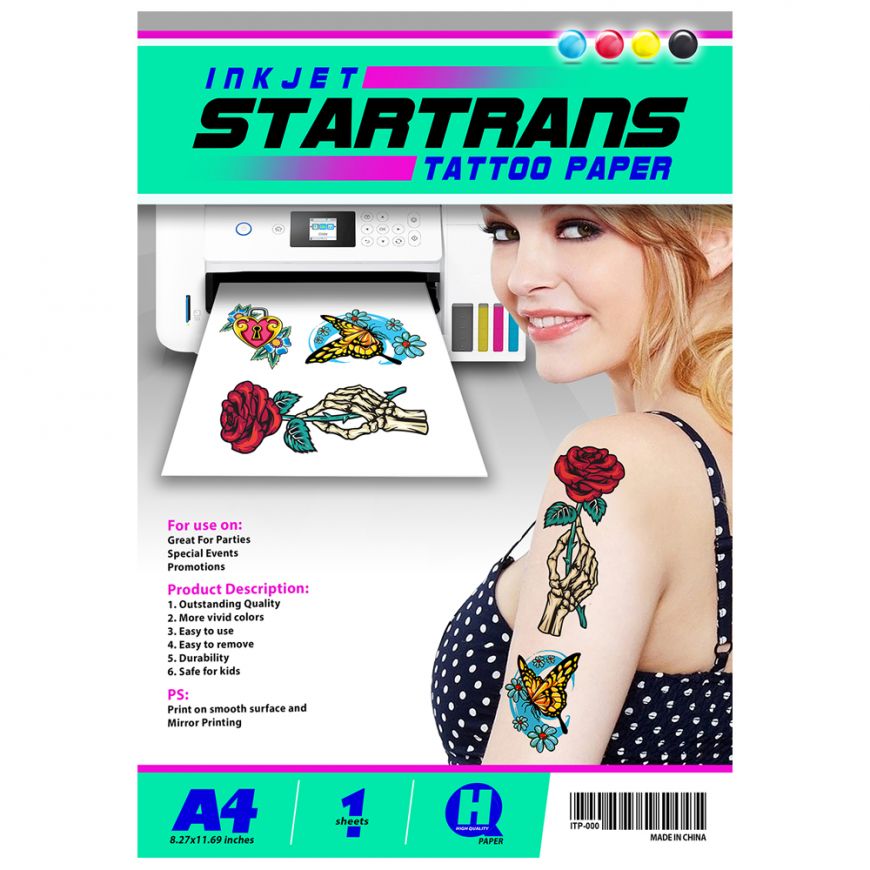 Create Your Own Temporary Tattoos with Inkjet Tattoo Paper A4 Inkjet Tattoo  Paper A4 - Create Custom Temporary Tattoos at Home High-Quality Inkjet Tattoo  Paper A4 for DIY Temporary Tattoos Get Creative