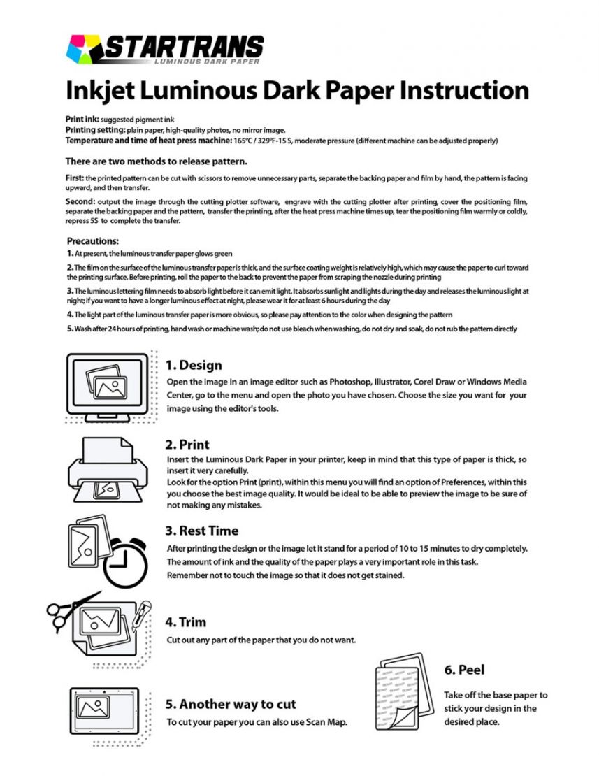 luminous iron on heat transfer paper