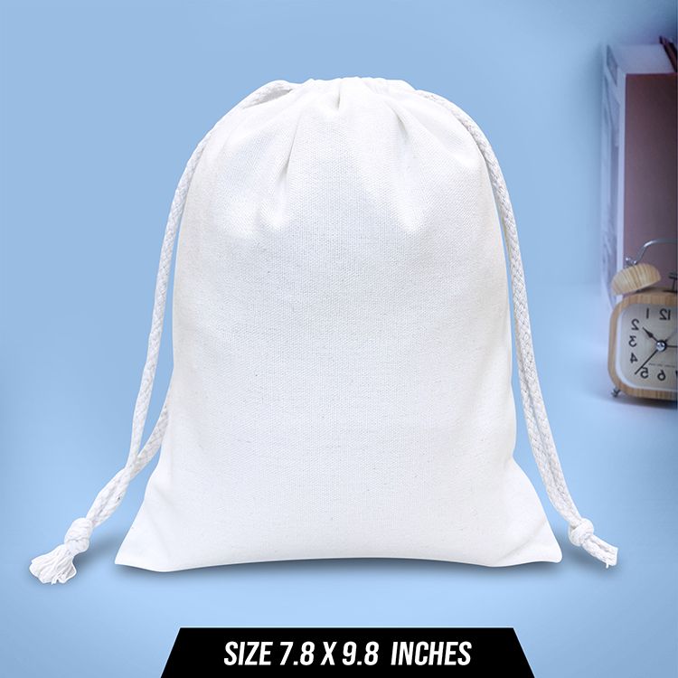 Drawstring Bag Natural White Small