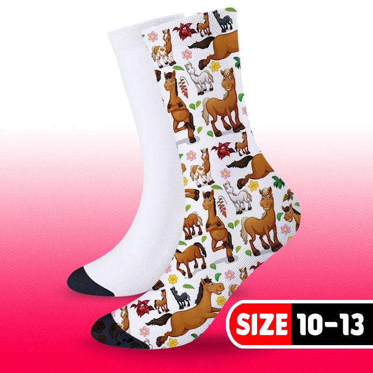 Customization Sublimation Sock White with Black - Size 10-13 (3