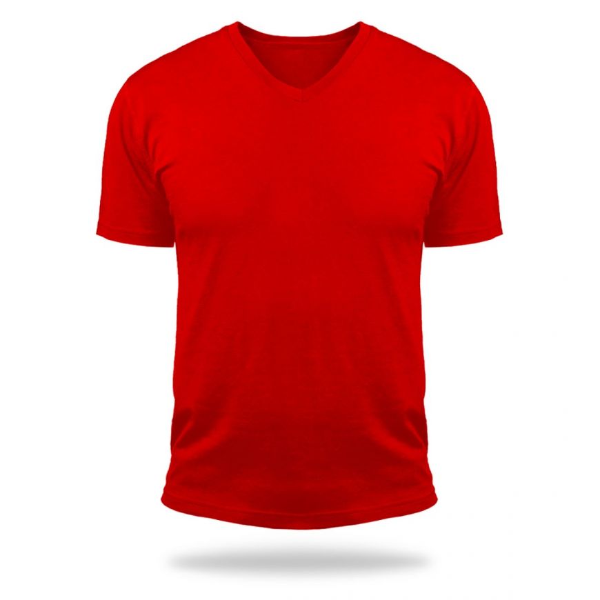 red v neck tee shirt