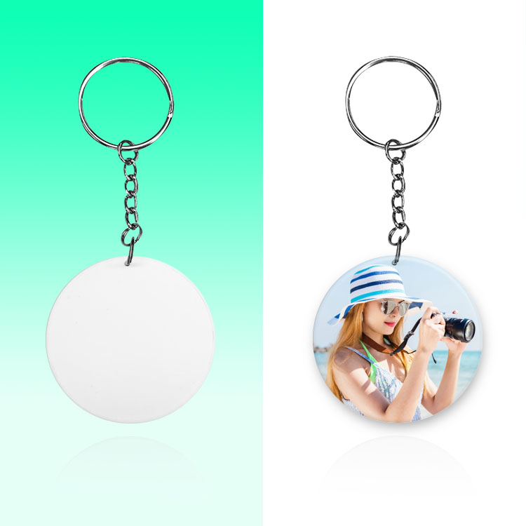 Photo Printed White Sublimation Keychain Round, Size: Normal Size